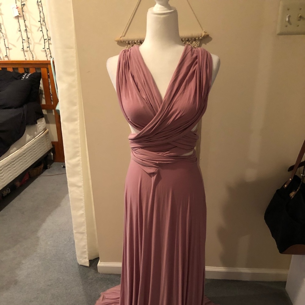 Long pink/lavender wrap dress
